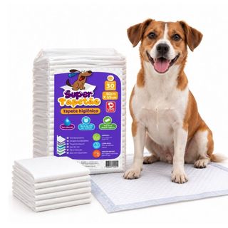 Tapete Higiênico Cachorro Super Tapetão 60x55cm 30 Un Super Absorvente Antivazamento