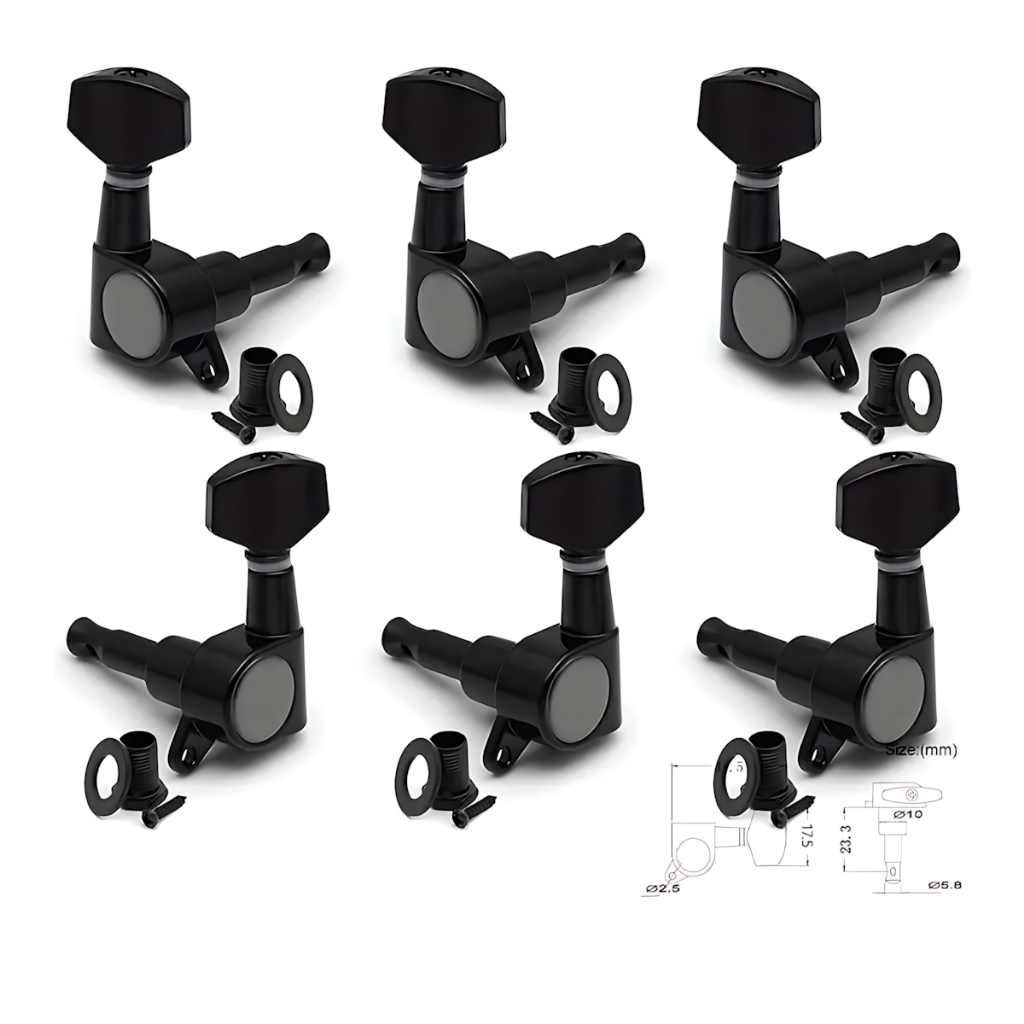 Kit 6 Tarraxas Blindadas 3+3 Para Violão Preciso Preto Ou Cromado