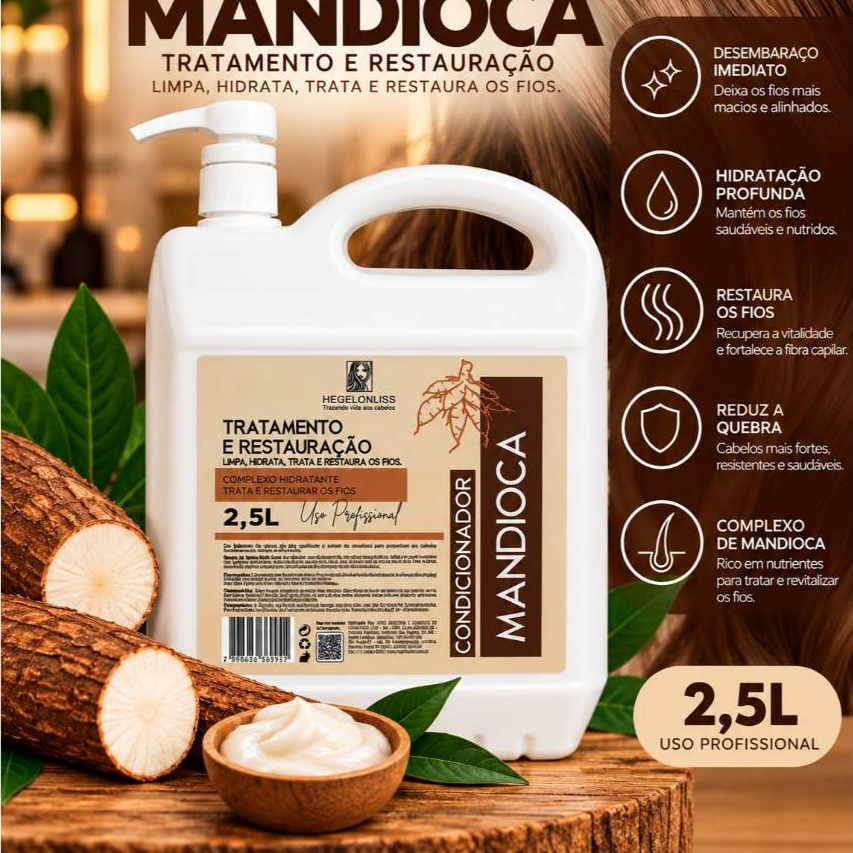 Shampo e Condicionador de Mandioca 2.5 L - Shampo Profissional - Kit Mandioca — imagem 2 de 2
