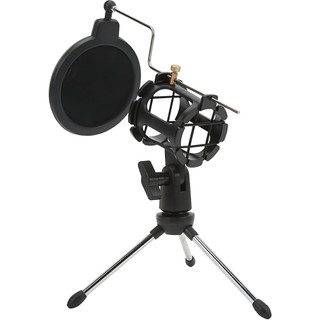 Kit Suporte Para Microfone Com Pop Filter E Shock Mount Tripé Compacto Ajustável Com Cabeça Giratória