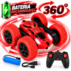 Carrinho de Controle Remoto Acrobata Giro 360 4x4 Recarregável Brinquedo Menino