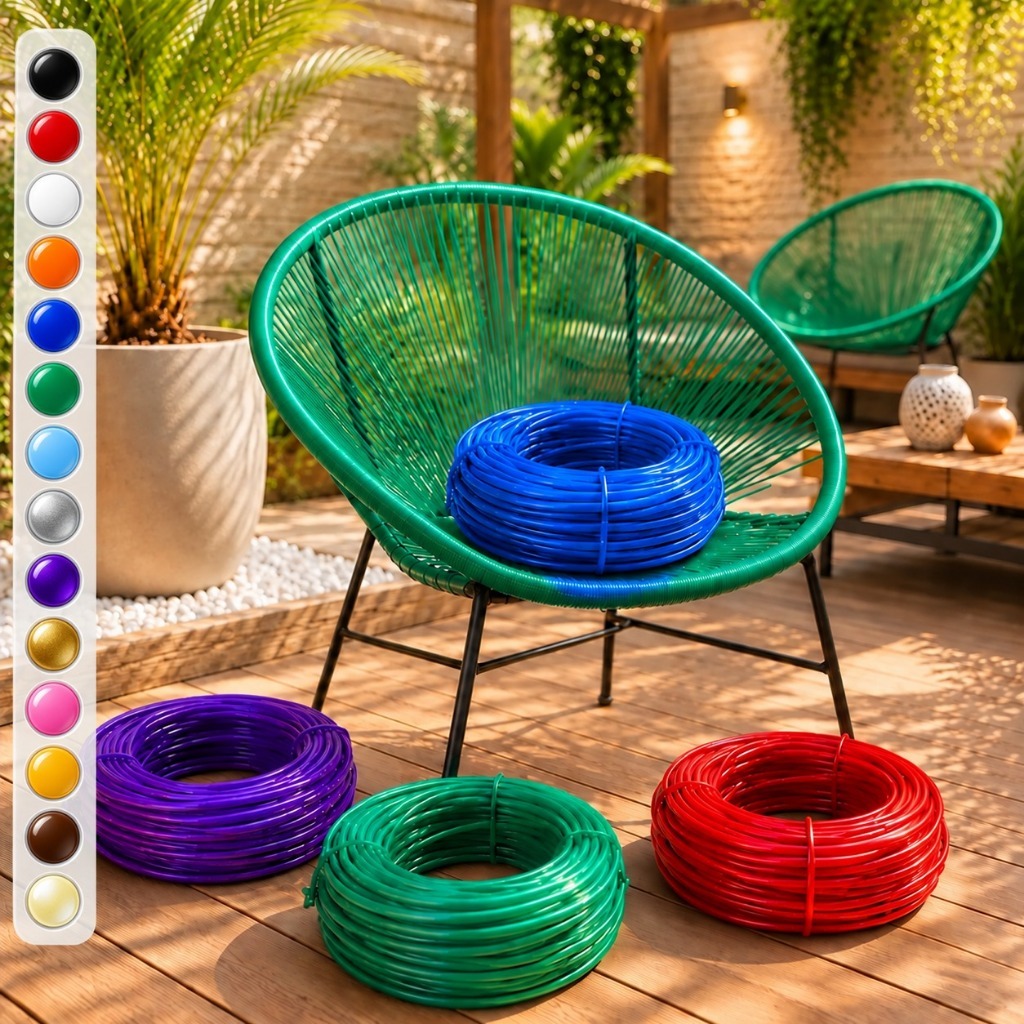 Cordinha Cordão Cadeira Espaguete Premium Colorida 1Kg Pvc Alta Resistência Praia Varal Multiuso