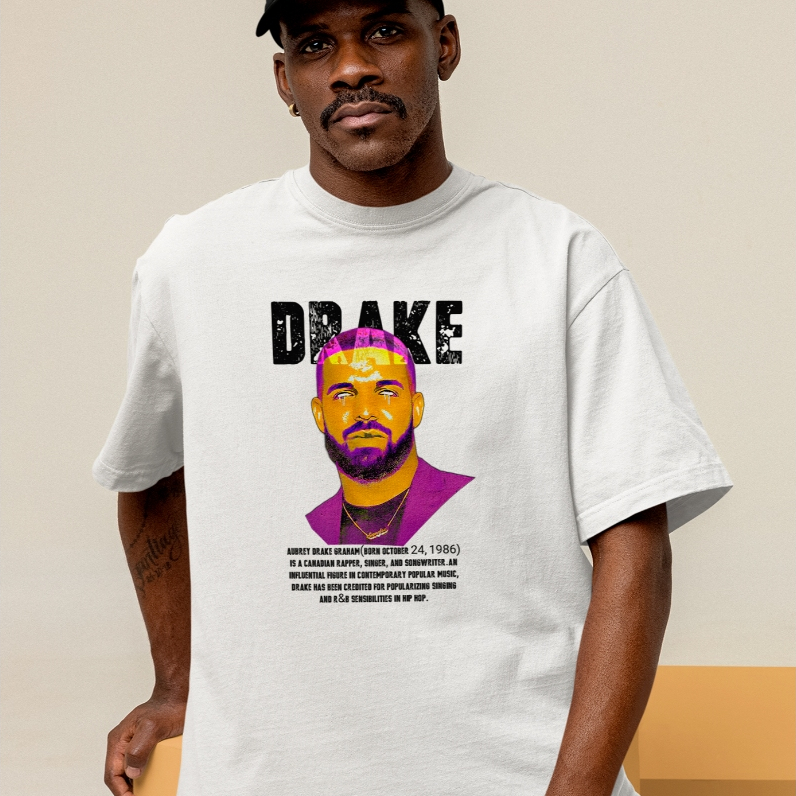 Camiseta Oversized Drake Estampada Streetwear Moda Urbana Casual Confortável Estilo Jovem Moderno Tendência Unissex