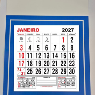 Calendário Comercial de Parede Liso 27x37cm Padrão Folhinha Anual (GRAFICA ESTRELA DALVA LTDA)