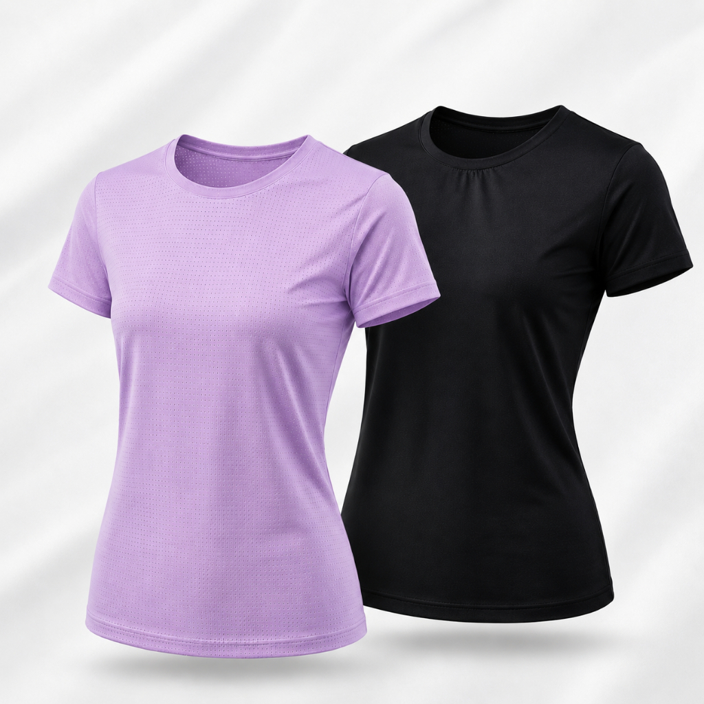 Kit 2 Camisetas Dry Fit Femininas Academia Poliamida Com Elastano Básica Academia Várias Cores Confortável Moda