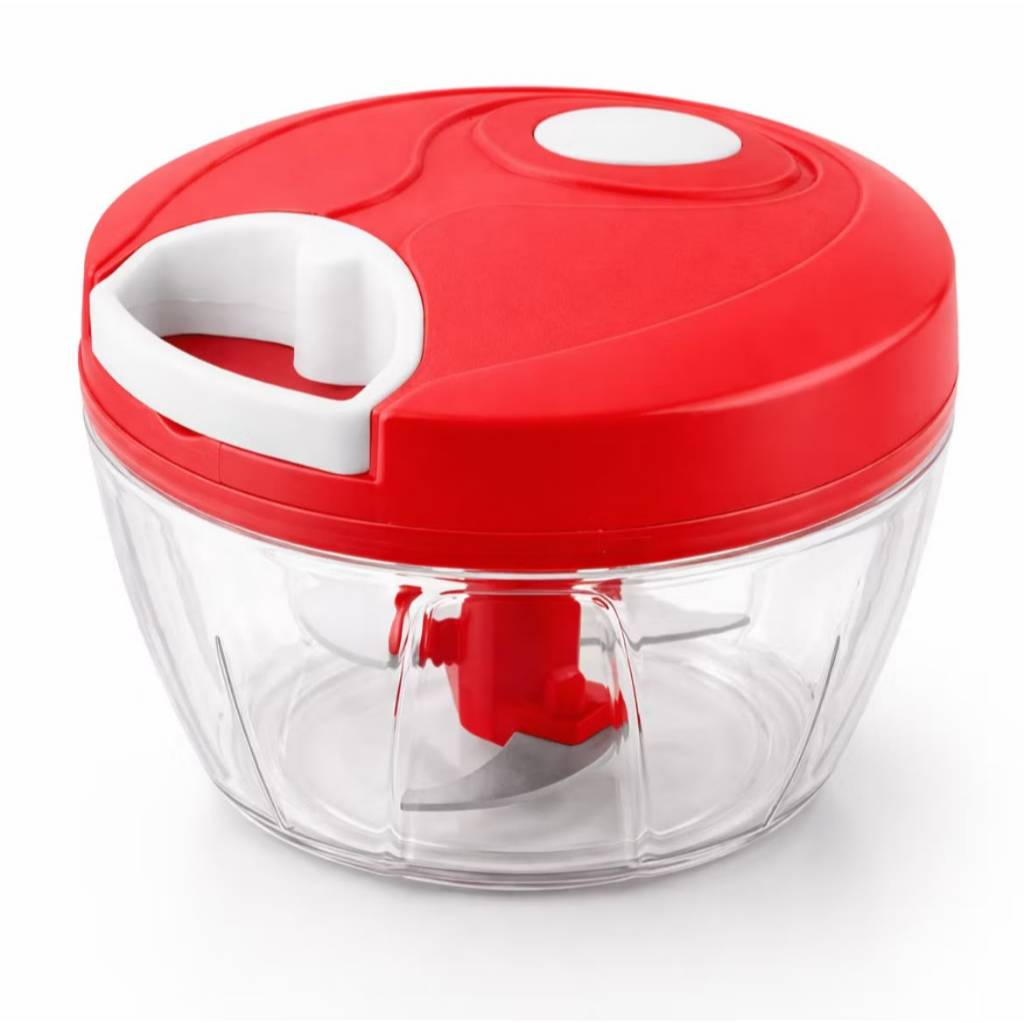Triturador Manual de Alimentos 500ml com Corda Retrátil e Lâmina Inox para Cebola, Alho e Legumes