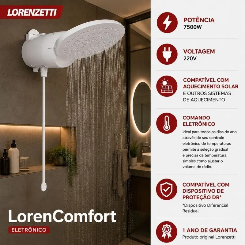 CHUVEIRO COMFORT ELETRÔNICO 220V 7500W