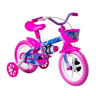 Bicicleta Infantil Aro 12 com Rodinhas Cestinha Rodinhas Quadro em Aço Banco Regulável