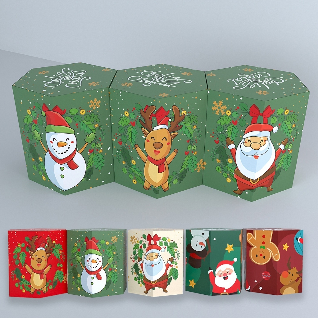 10 / 15 /20 / 25 / 30 CAIXA SEXTAVADA NATAL 9,5X9,5X9,5CM LEMBRANCINHA NATALINA PRESENTE