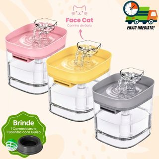 Fonte Para Gatos e Cães Automática Bebedouro de Água Bivolt Com Filtro Prime + Comedouro e Guizo