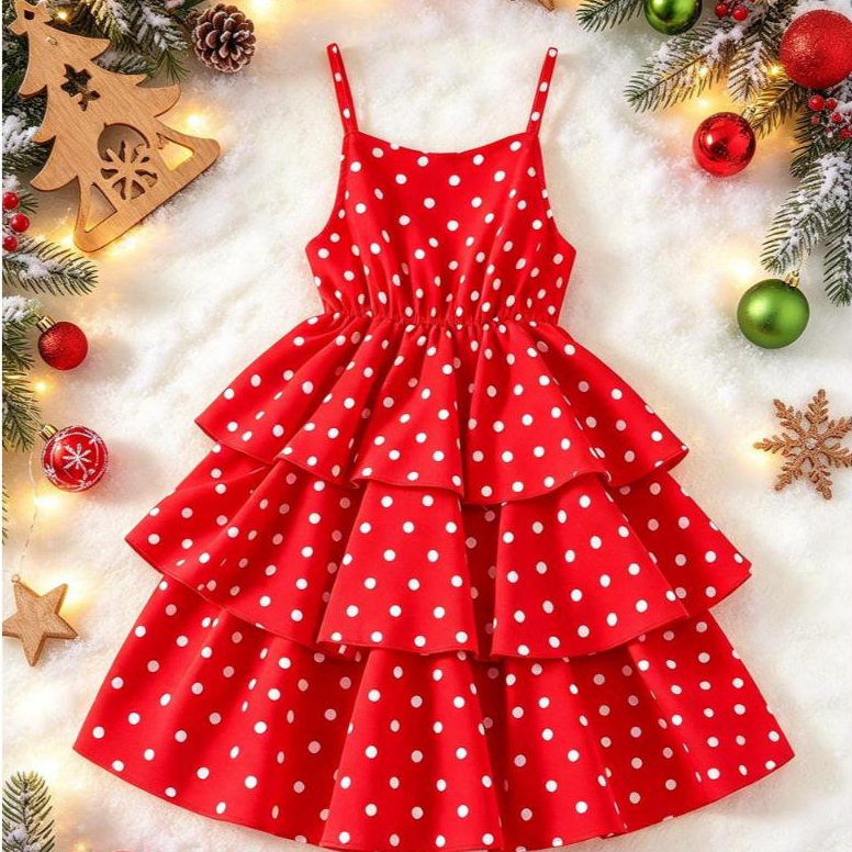 Vestido infantil Poa menina  com estampa de bolinhas pra verão