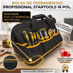 Bolsa Mala de Ferramentas Startools 16 Polegadas Lona Reforçada Fundo Rígido Base de Borracha