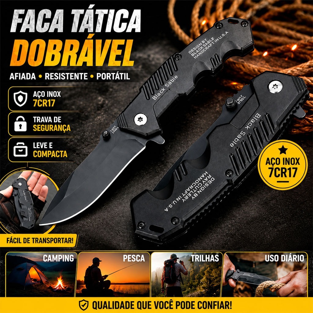 Canivete Aço Preto Faca de cozinha para frutas Para Cozinha Pesca Camping Sobrevivência