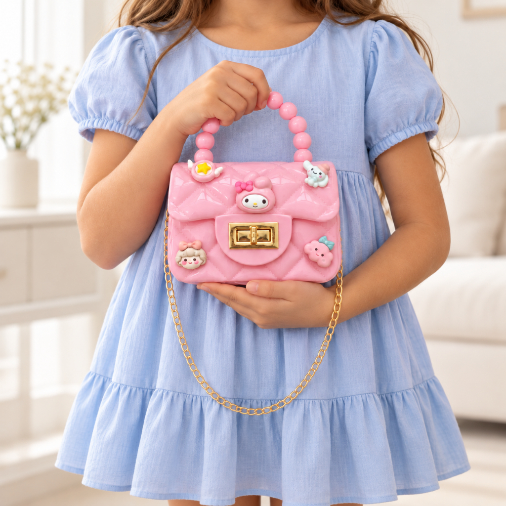 ASALOOG BOLSA TOTE PEROLAS COM PINGENTES ADULTO E INFANTIL MINI C125906