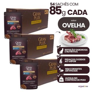Ração Úmida Sachê GranPlus Gourmet Sabor Ovelhas Gatos Castrados Caixa 18, 36, 54 Ou 72…
