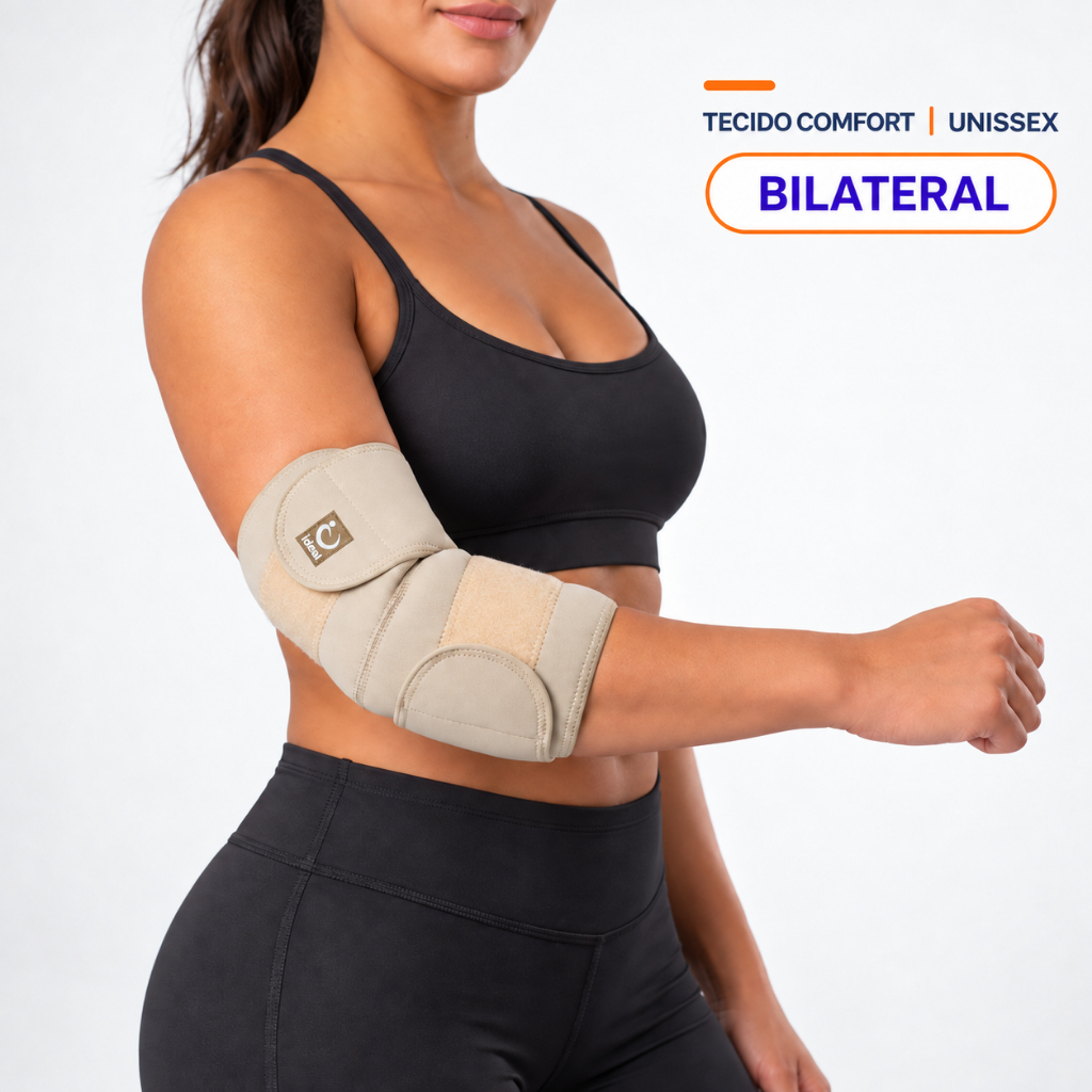 Cotoveleira Ajustável Flex Tamanho Único Compressão e Suporte para Cotovelo Unissex Bilateral Ideal