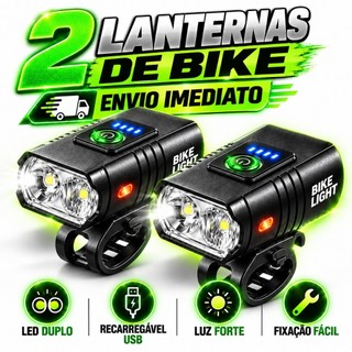 Farol Bicicleta LED Potente T6 Lanterna Recarregável USB Bike Promoção