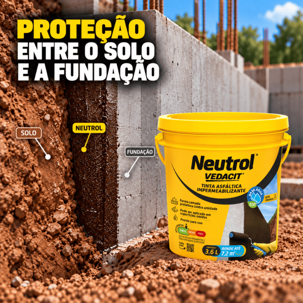 Neutrol Tinta Asfáltica Impermeabilizante Base Água 3,6L Vedacit Alto Desempenho Reforma Construção Área Externa · foto 2