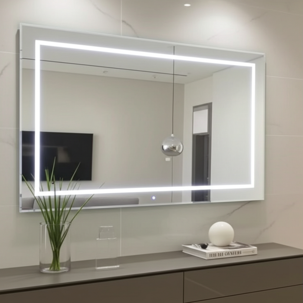 Espelho Grande Retangular Com Iluminação Led 3 cores Para Camarim Closet Penteadeira