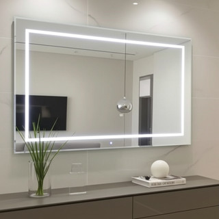 Espelho Grande Retangular Com Iluminação Led 3 cores Para Camarim Closet Penteadeira