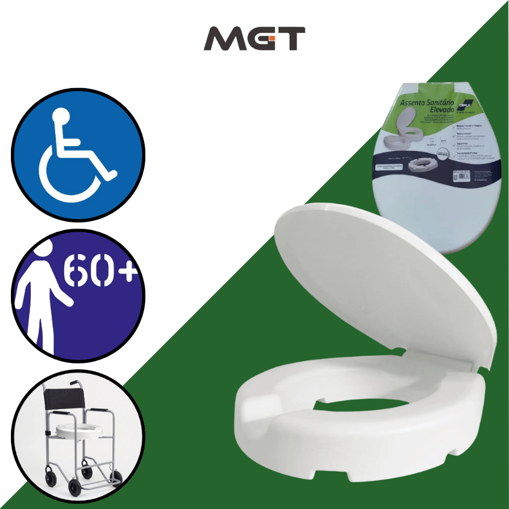 ASSENTO SANITÁRIO ELEVADO 7,5CM COM TAMPA BRANCO CIPLA