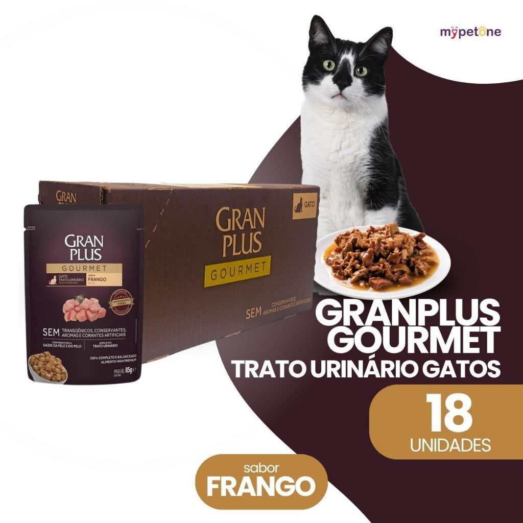 Ração Úmida Sachê GranPlus Gourmet Para Gatos e Cachorros Sabores Diversos Caixa 18 Unidades Cães e Gatos Cat Dog