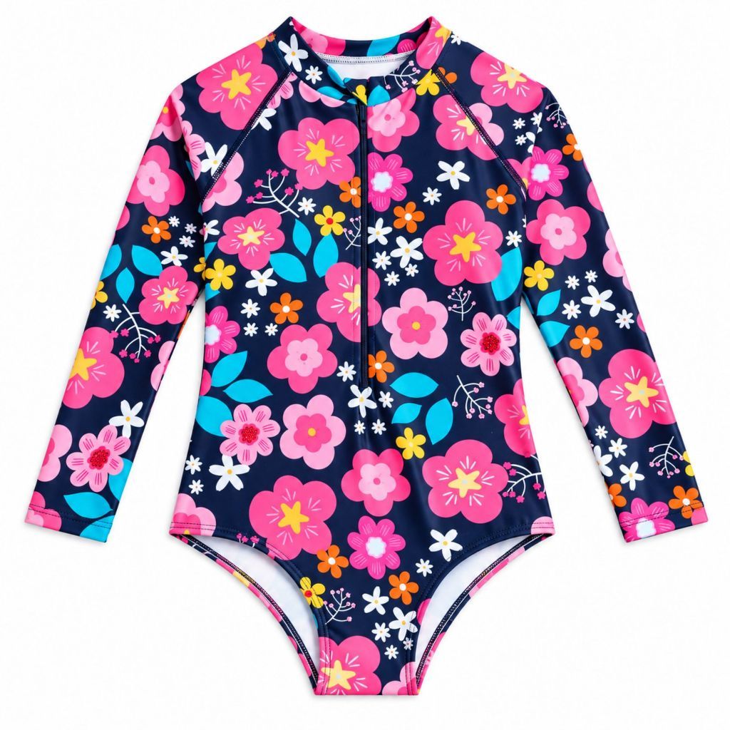 Maiô Infantil Natação Estampa Floral Verão Menina Proteção UV Juvenil Térmico Biquíni Crianças