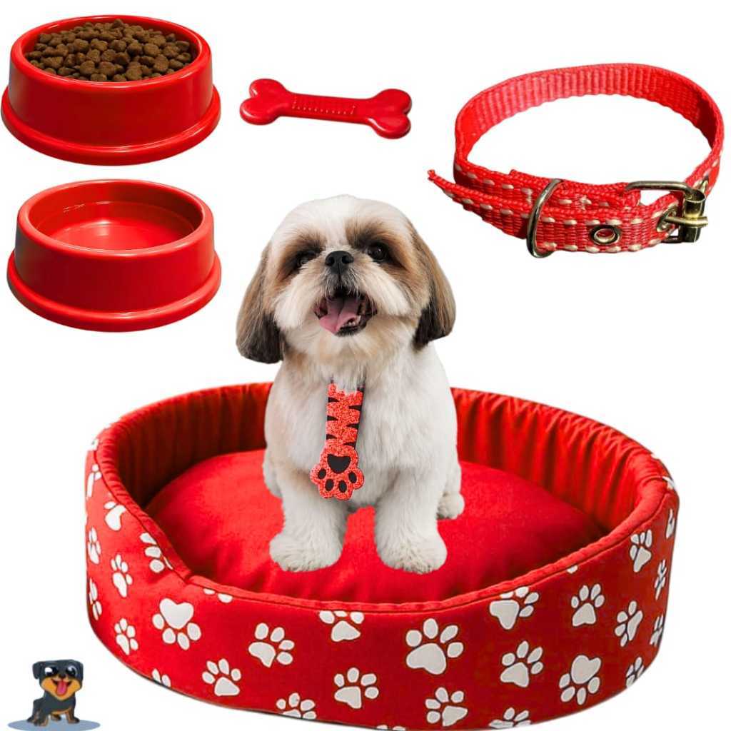 Kit Para Cachorro Luxuoso Coleira Para Cachorro Cama Pet Pequeno