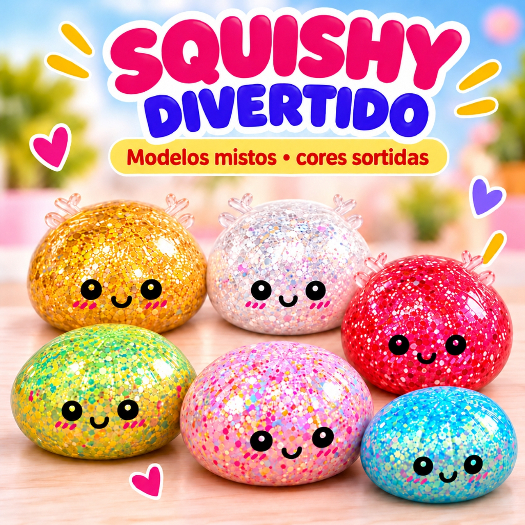 Squishy Bolinho Baozi Caixa Misteriosa 3 Recheios Brinquedo Sensorial Antiestresse Fidget Cores Aleatórias