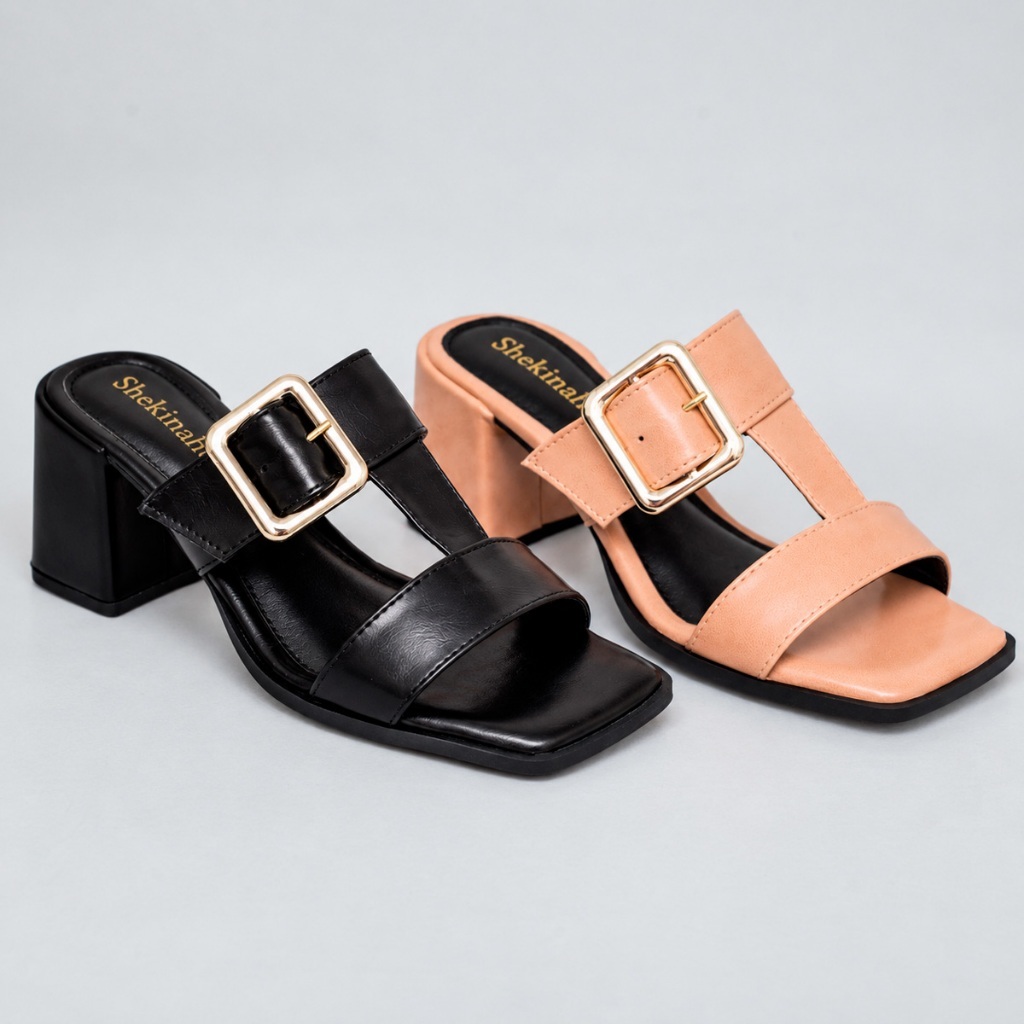 Imagem Sandália Feminina Shekinah Salto Bloco Fivela Ajustável Larga Tamanco Elegante Confortável