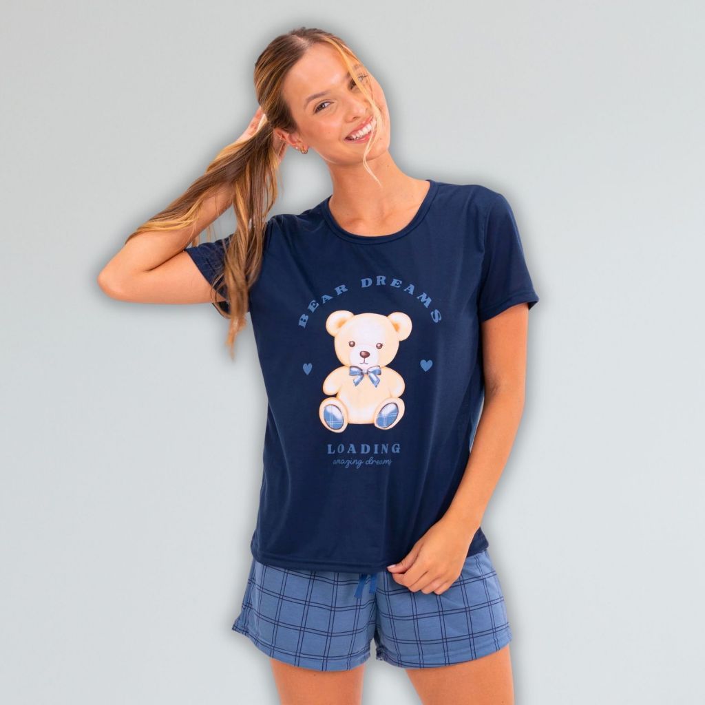 Pijama Feminino Verão Leve Macio Confortável Dormir P ao GG