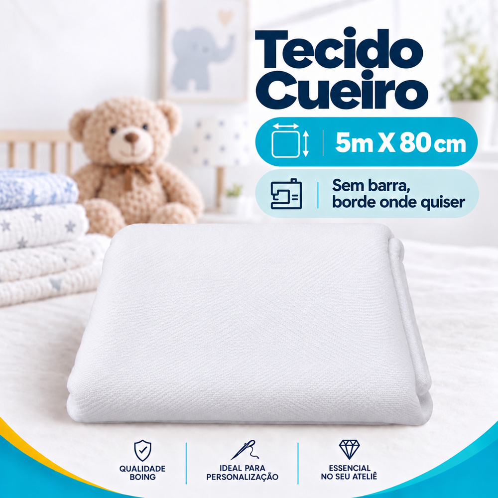 Peça 5 metros de Tecido Flanela Cueiro Lisa Branco 100% Algodão / Flanelado para Bebê
