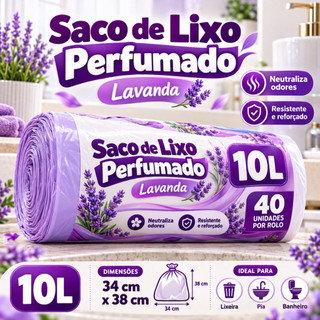 Saco de Lixo Lavanda 10 Litros Perfumado Cheiroso Pia Banheiro Anti Odores Insetos Aroma Agradavel