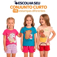 Escolha Seu Conjunto Infantil de Menina Feminino Verão Manga Curta Roupa para Menina em Algodão Tamanhos 2 Ao 10 L03