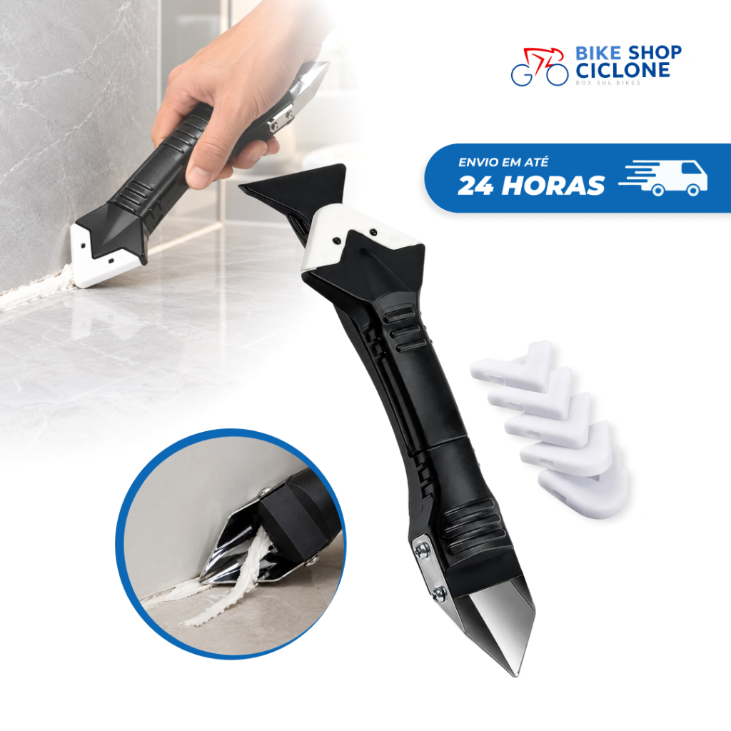Espátula 3 em 1 para Aplicar e Raspar Rejunte Silicone Ferramenta Multiuso para Aplicação e Remoção