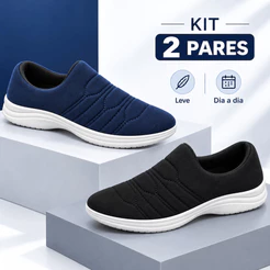 Kit 2 Tênis Masculino Calce Fácil Confortável Leve Sem Cadarço Dia a Dia