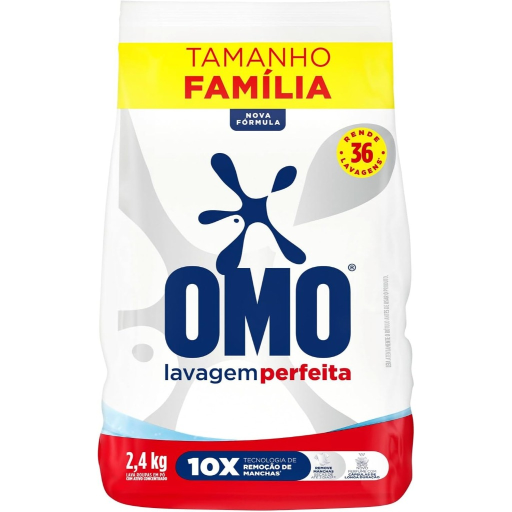 Detergente em Pó Omo Lavagem Perfeita Pacote com 2,4kg