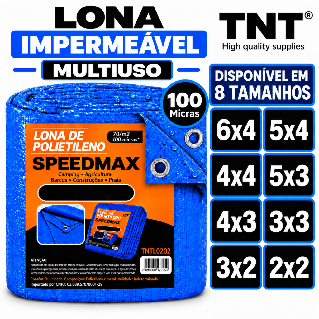 Lona Impermeável Reforçada Azul 2x2 3x2 3x3 4x3 5x3 4x4 5x4 6x4 Cobertura Chuva Piscina TNT