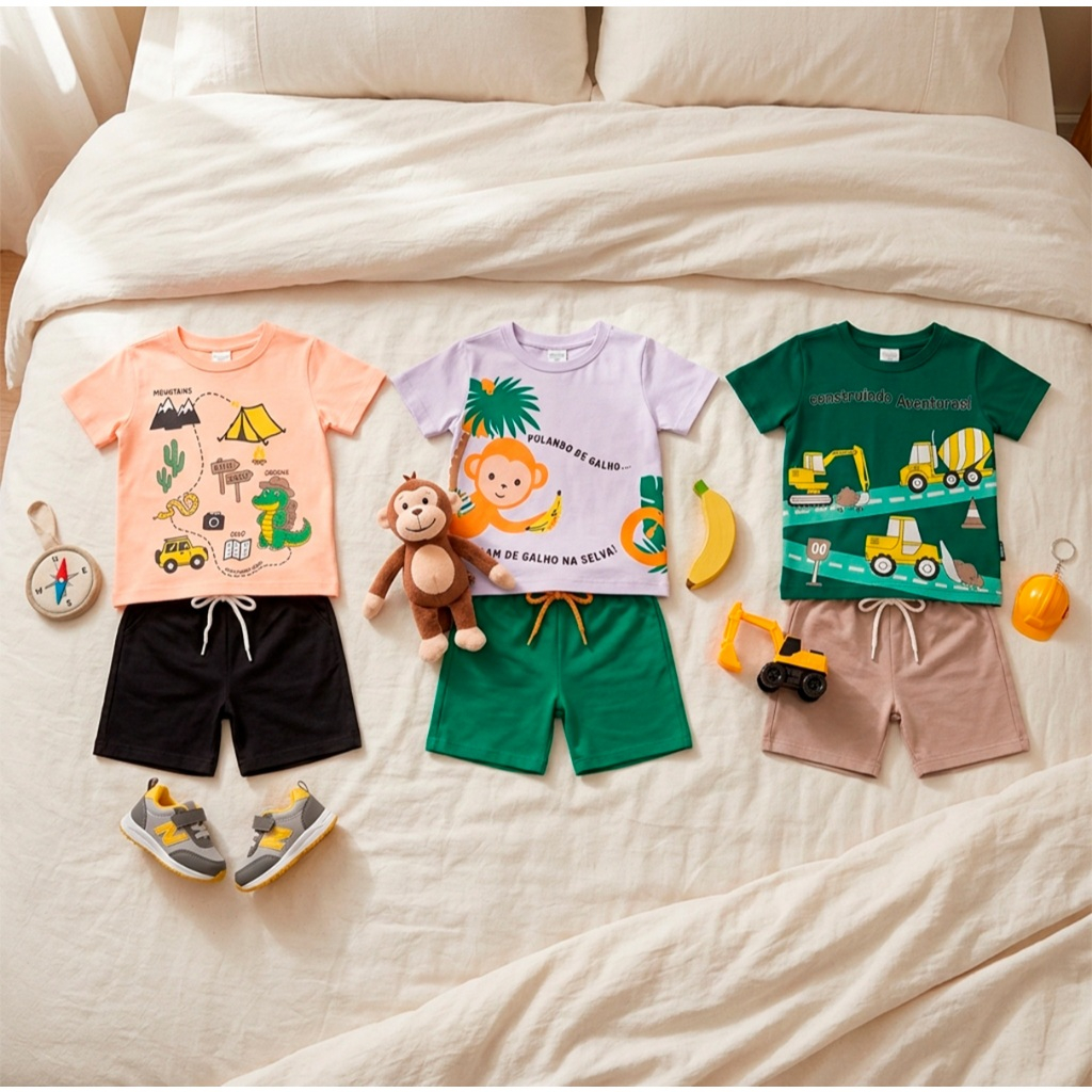 Conjunto Bebê Masculino Menino Infantil Verão Manga Curta Tamanho 1 ao 8 - Roupa para Bebê Masculino Roupa Calor L01 · foto 2