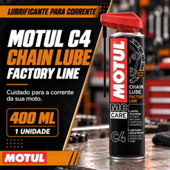 Oleo Motul C4 400ml Graxa Spray Lubrificante Corrente Moto Uso Acima 600cc Chain Lube Factory Line