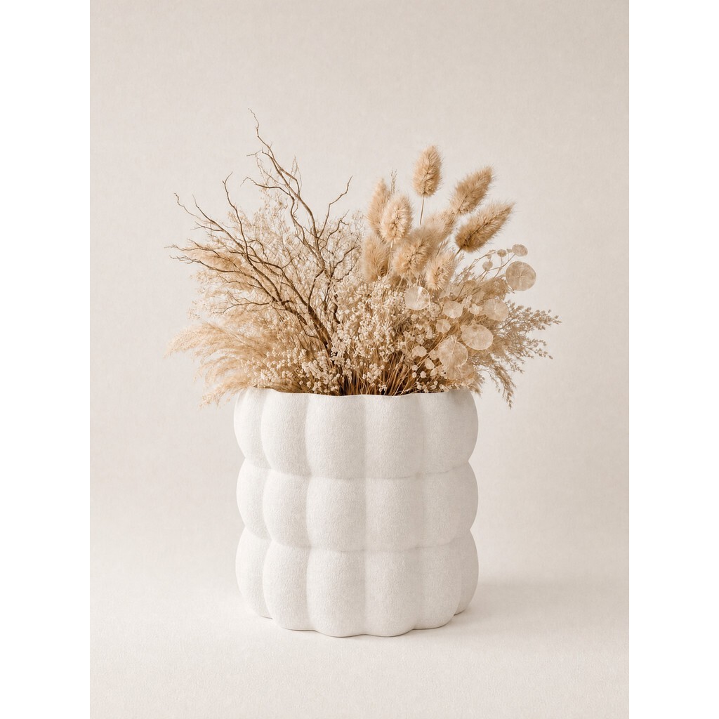 Vaso Decorativo Moderno – Design Orgânico Minimalista | 19cm Branco Fosco
