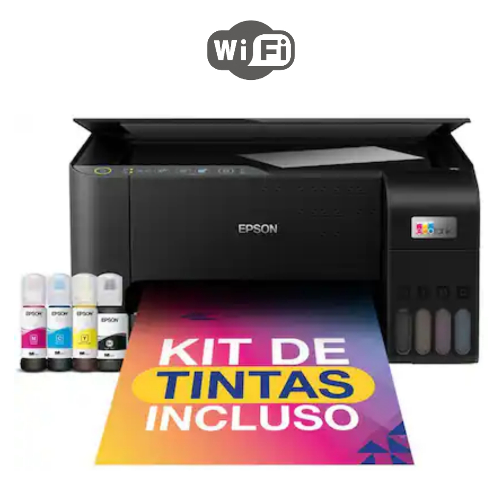 IMPRESSORA MULTIFUNCIONAL JATO DE TINTA ECOTANK EPSON L3250 Bivolt + KIT DE TINTA