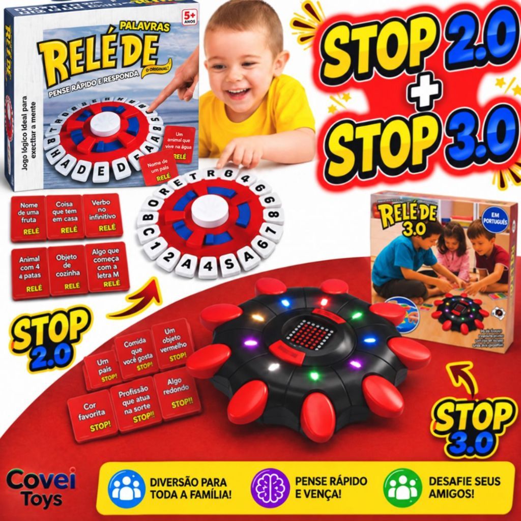 Kit Stop Jogo De Palavras Em Português Temporizador Responda Rápido 10 Segundos Trava Letras Familía
