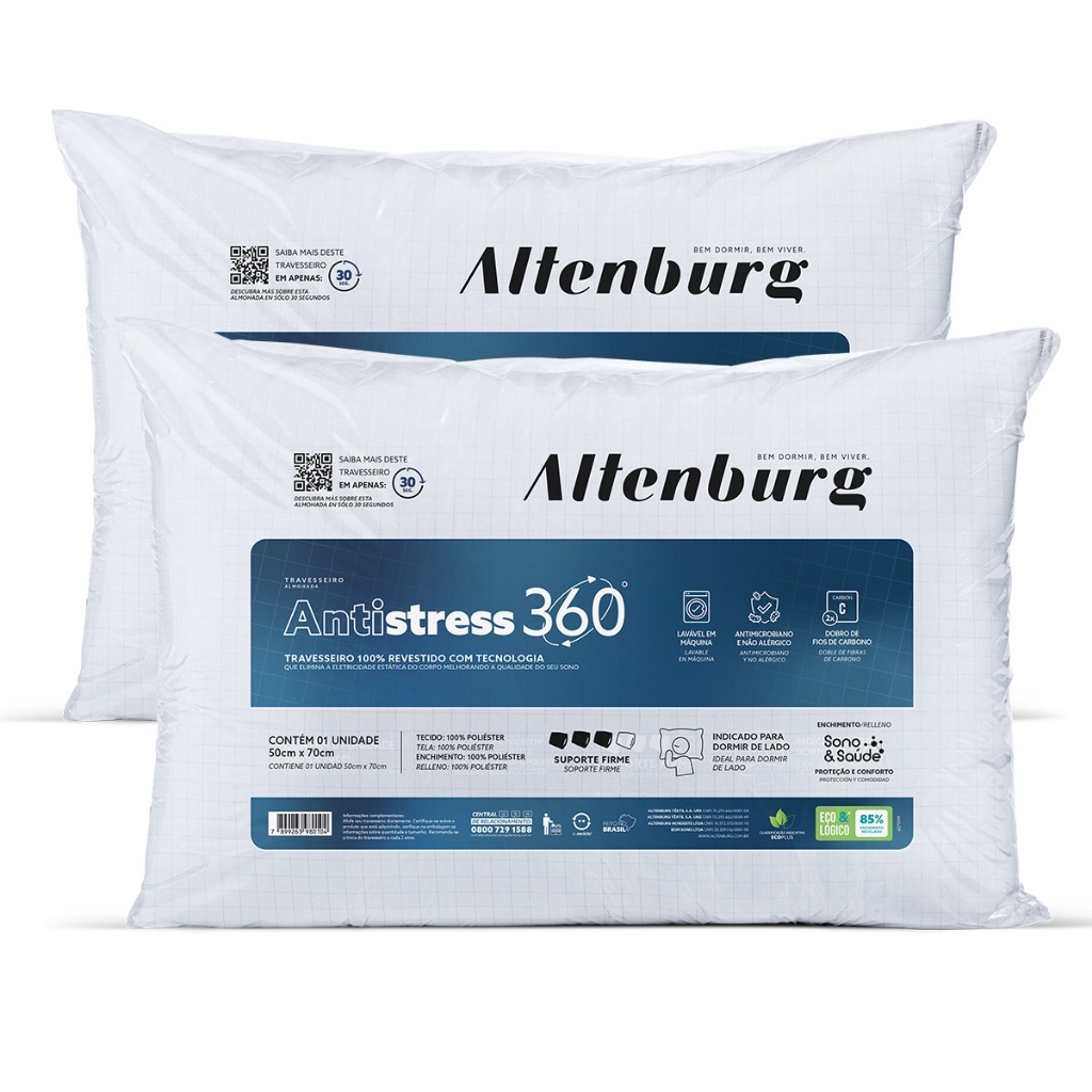 Kit 02 Travesseiros Altenburg Antistress 360º Firme 0,50x0,70m