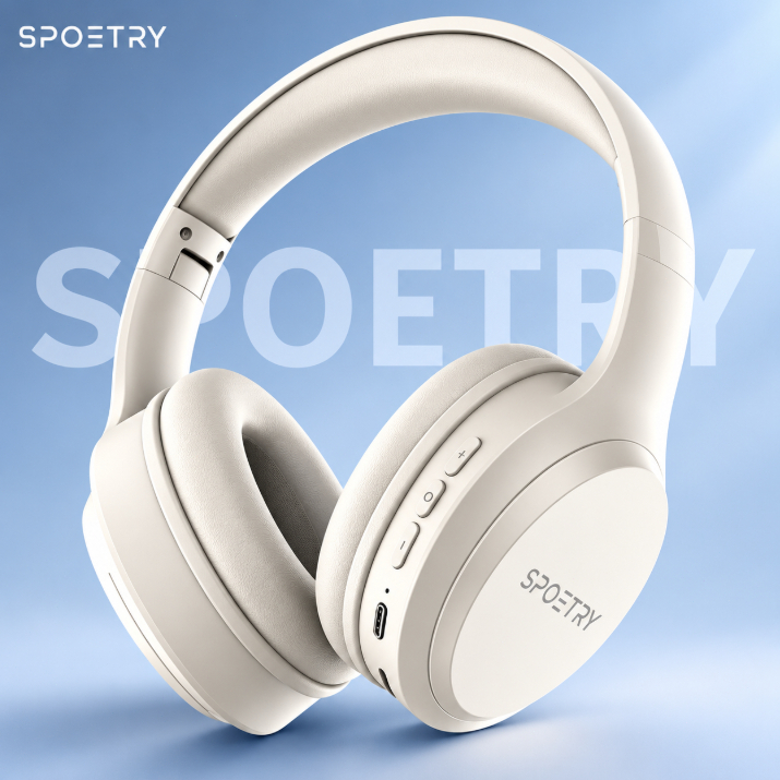 Fones de ouvido Bluetooth sem fio SPOETRY com redução de ruído confortável para aprender em casa, escritório e trabalho