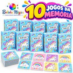 Kit 10 Jogo De Memoria Unicornio Kit Festa Infantil Lembrancinha Aniversario Prenda Criança novo