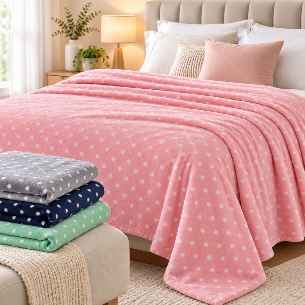 Manta Cobertor Flannel Plush Soft Petit Poá Microfibra 220g/m² Solteiro Casal Queen Inverno