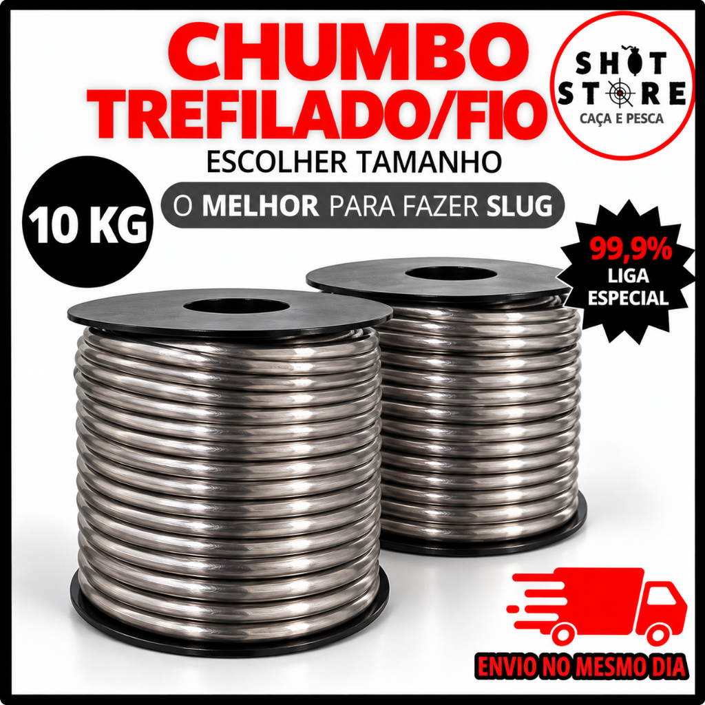 Chumbo Trefilado (10 KG) - LIGA ESPECIAL PREMIUM 99,9% (EXTRA MACIA) - Fio de chumbo para fazer SLUG