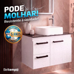 Gabinete Banheiro Suspenso com Cuba de Apoio Armário Aço Galvanizado Lavável 62x36 Ares Beltempo