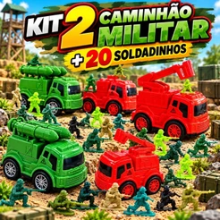 KIT 2 Caminhão Veículo Militar de Brinquedo + 20 soldado Soldadinhos Infantil Lembrancinha Prenda